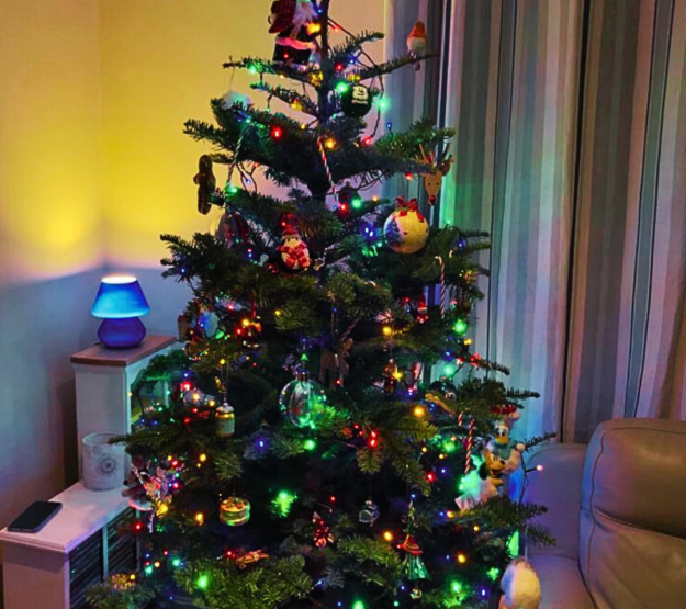 A decorated Christmas tree in a holiday home in Cornwall